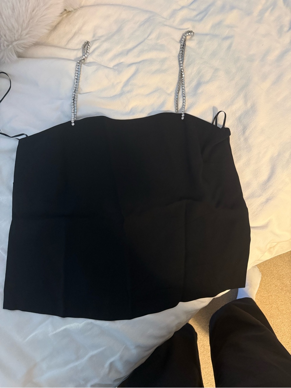 Zara Black Tank Top with Rhinestone Strap Detail